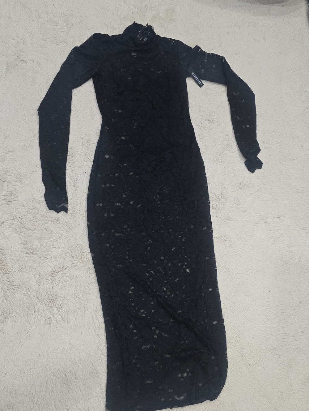 AFRM Black Lace Long-Sleeve Midi Dress